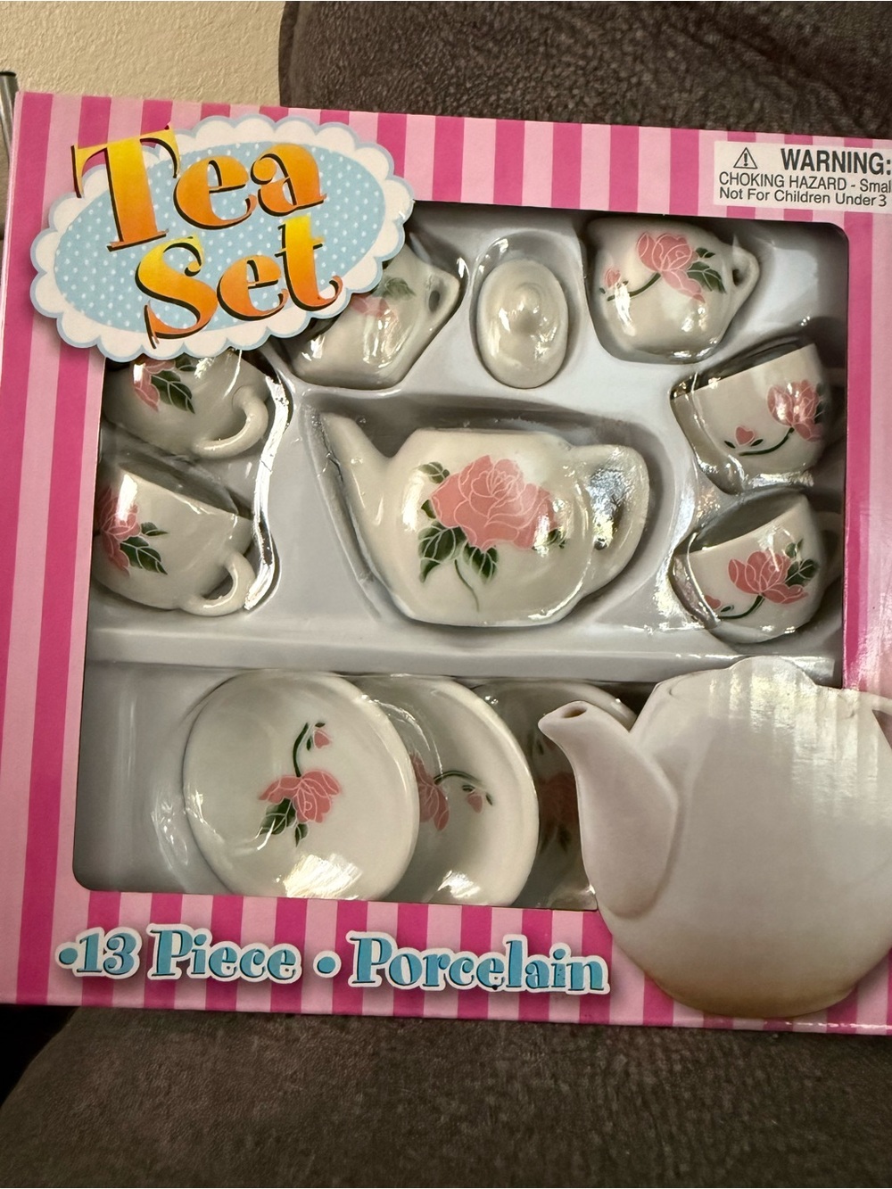 Porcelain Pink Rose Tea Set - 13-Piece Decorative Tea Set